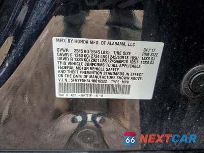 Zdjęcie 12 z 12 samochodu: 2017 HONDA PILOT EXL VIN:5FNYF5H54HB016522 - miniatura