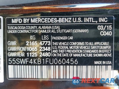 Zdjęcie 12 z 12 samochodu: 2015 MERCEDES-BENZ C 300 4MATIC VIN:55SWF4KB1FU060456 - miniatura