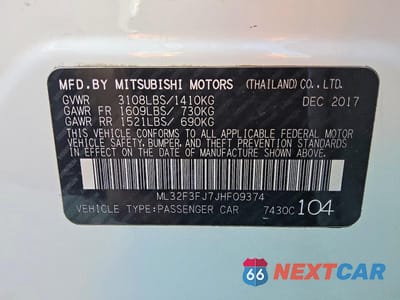 Zdjęcie 12 z 12 samochodu: 2018 MITSUBISHI MIRAGE G4 ES VIN:ML32F3FJ7JHF09374 - miniatura