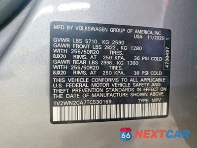 Zdjęcie 12 z 12 samochodu: 2026 VOLKSWAGEN ATLAS SE VIN:1V2WN2CA7TC530169 - miniatura