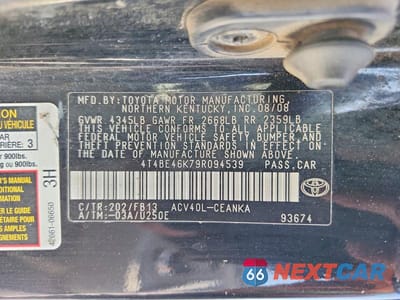 Zdjęcie 12 z 12 samochodu: 2009 TOYOTA CAMRY LE VIN:4T4BE46K79R094539 - miniatura
