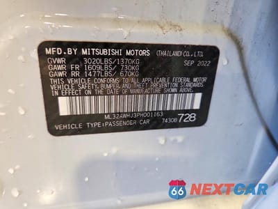 Zdjęcie 13 z 13 samochodu: 2023 MITSUBISHI MIRAGE SE VIN:ML32AWHJ3PH001163 - miniatura