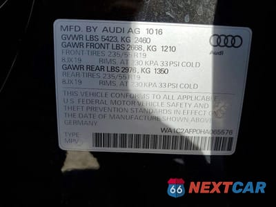 Zdjęcie 13 z 13 samochodu: 2017 AUDI Q5 PREMIUM VIN:WA1C2AFP0HA065576 - miniatura