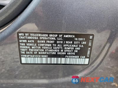 Zdjęcie 13 z 13 samochodu: 2012 VOLKSWAGEN PASSAT S VIN:1VWAP7A31CC019982 - miniatura