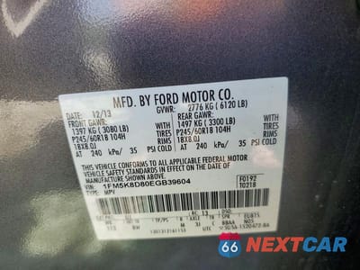 Zdjęcie 13 z 13 samochodu: 2014 FORD EXPLORER XLT VIN:1FM5K8D80EGB39604 - miniatura