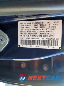 Zdjęcie 12 z 12 samochodu: 2006 HONDA ACCORD VALUE VIN:1HGCM56126A033407 - miniatura