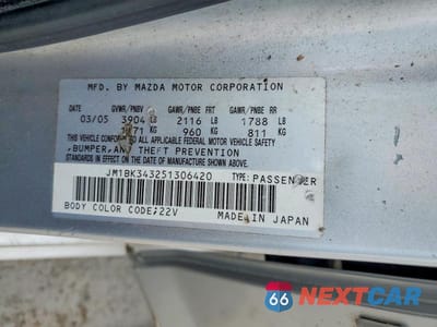Zdjęcie 12 z 12 samochodu: 2005 MAZDA 3 HATCHBACK VIN:JM1BK343251306420 - miniatura