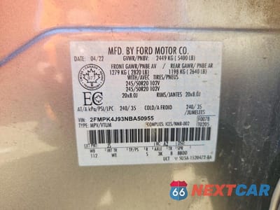 Zdjęcie 12 z 12 samochodu: 2022 FORD EDGE ST VIN:2FMPK4J93NBA50955 - miniatura