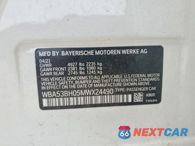 Zdjęcie 12 z 12 samochodu: 2021 BMW 530 I VIN:WBA53BH05MWX24490 - miniatura