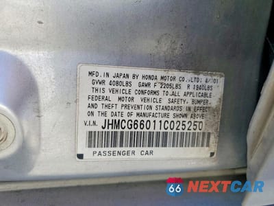 Zdjęcie 12 z 12 samochodu: 2001 HONDA ACCORD EX VIN:JHMCG66011C025250 - miniatura