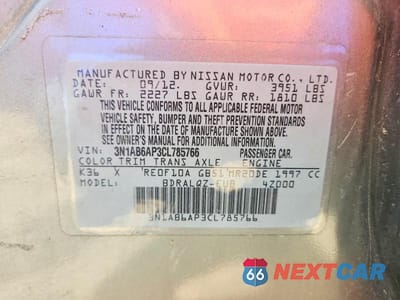 Zdjęcie 12 z 12 samochodu: 2012 NISSAN SENTRA VIN:3N1AB6AP3CL785766 - miniatura