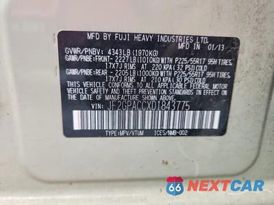Zdjęcie 13 z 13 samochodu: 2013 SUBARU XV CROSSTREK 2.0 PREMIUM VIN:JF2GPACCXD1843775 - miniatura