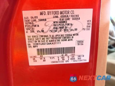 Zdjęcie 13 z 13 samochodu: 2006 FORD ESCAPE XLT VIN:1FMYU03126KA31111 - miniatura
