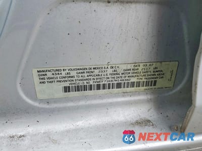 Zdjęcie 13 z 13 samochodu: 2007 VOLKSWAGEN JETTA WOLFSBURG VIN:3VWEF71K87M148382 - miniatura