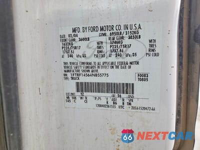 Zdjęcie 13 z 13 samochodu: 2004 FORD F150 VIN:1FTRF14564NB55775 - miniatura