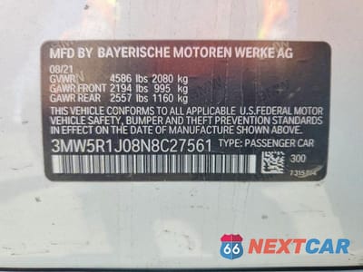 Zdjęcie 12 z 12 samochodu: 2022 BMW 330I VIN:3MW5R1J08N8C27561 - miniatura