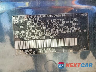 Zdjęcie 12 z 12 samochodu: 2009 TOYOTA RAV4 LIMITED VIN:2T3ZF31V49W012548 - miniatura