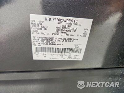 Zdjęcie 14 z 14 samochodu: 2016 FORD EXPLORER XLT VIN:1FM5K8D83GGA96542 - miniatura