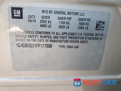 Zdjęcie 12 z 12 samochodu: 2015 BUICK LACROSSE VIN:1G4GB5G31FF177809 - miniatura