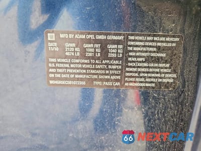 Zdjęcie 13 z 13 samochodu: 2011 BUICK REGAL CXL VIN:W04GR5EC5B1072355 - miniatura