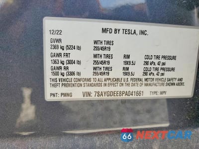Zdjęcie 12 z 12 samochodu: 2023 TESLA MODEL Y VIN:7SAYGDEE8PA041661 - miniatura