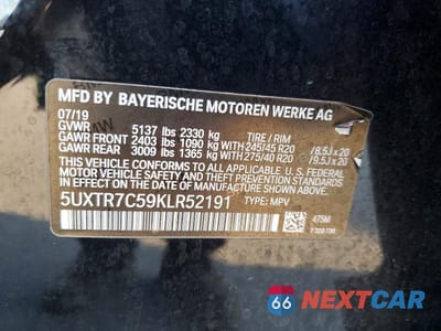 Zdjęcie 13 z 13 samochodu: 2019 BMW X3 SDRIVE30I VIN:5UXTR7C59KLR52191 - miniatura