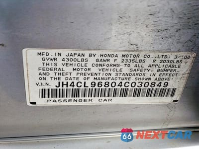 Zdjęcie 13 z 13 samochodu: 2004 ACURA TSX VIN:JH4CL96804C030849 - miniatura