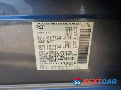 Zdjęcie 13 z 13 samochodu: 2020 NISSAN MURANO SV VIN:5N1AZ2BS1LN150030 - miniatura