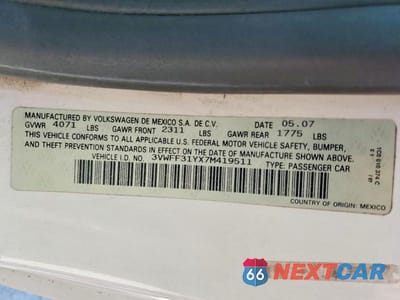 Zdjęcie 13 z 13 samochodu: 2007 VOLKSWAGEN NEW BEETLE TRIPLE WHITE VIN:3VWFF31YX7M419511 - miniatura