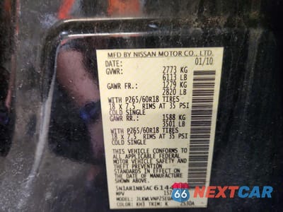 Zdjęcie 13 z 13 samochodu: 2010 NISSAN PATHFINDER S VIN:5N1AR1NB5AC614418 - miniatura