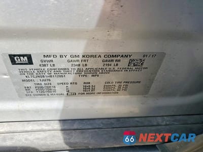 Zdjęcie 14 z 14 samochodu: 2017 CHEVROLET TRAX LS VIN:KL7CJNSB1HB112051 - miniatura