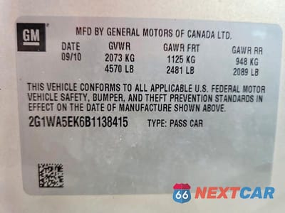 Zdjęcie 12 z 12 samochodu: 2011 CHEVROLET IMPALA VIN:2G1WA5EK6B1138415 - miniatura