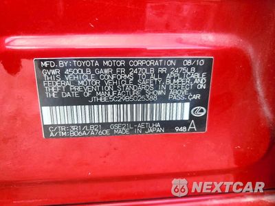 Zdjęcie 12 z 12 samochodu: 2011 LEXUS IS 350 VIN:JTHBE5C29B5025388 - miniatura