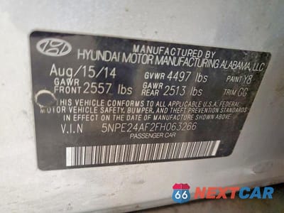 Zdjęcie 12 z 12 samochodu: 2015 HYUNDAI SONATA SE VIN:5NPE24AF2FH063266 - miniatura