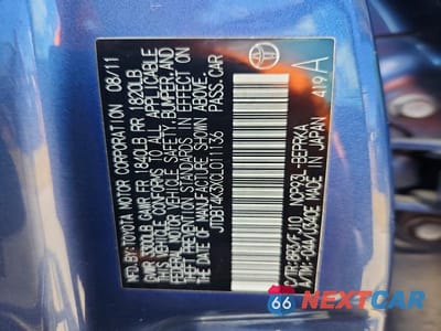 Zdjęcie 12 z 12 samochodu: 2012 TOYOTA YARIS FLEET VIN:JTDBT4K3XCL011136 - miniatura