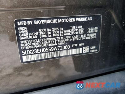 Zdjęcie 13 z 13 samochodu: 2025 BMW X5 XDRIVE40I VIN:5UX23EU05S9W72060 - miniatura