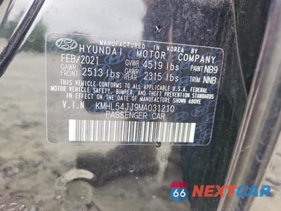 Zdjęcie 12 z 12 samochodu: 2021 HYUNDAI SONATA HYBRID LIMITED VIN:KMHL54JJ9MA031210 - miniatura