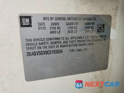 Zdjęcie 13 z 13 samochodu: 2012 BUICK REGAL GS VIN:2G4GV5GV8C9169834 - miniatura