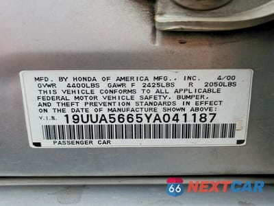 Zdjęcie 12 z 12 samochodu: 2000 ACURA 3.2TL VIN:19UUA5665YA041187 - miniatura