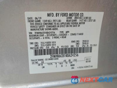 Zdjęcie 13 z 13 samochodu: 2019 FORD FLEX SEL VIN:2FMHK6C81KBA24256 - miniatura
