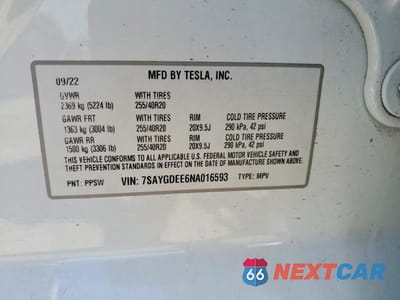 Zdjęcie 12 z 12 samochodu: 2022 TESLA MODEL Y VIN:7SAYGDEE6NA016593 - miniatura