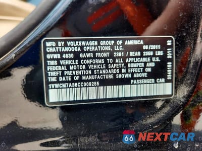 Zdjęcie 12 z 12 samochodu: 2012 VOLKSWAGEN PASSAT SEL VIN:1VWCM7A36CC009255 - miniatura
