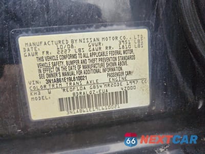 Zdjęcie 12 z 12 samochodu: 2009 NISSAN SENTRA 2.0 VIN:3N1AB61E19L610021 - miniatura