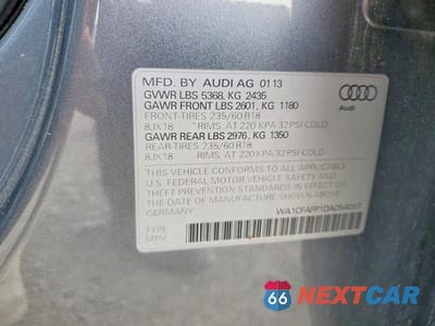 Zdjęcie 14 z 14 samochodu: 2013 AUDI Q5 PREMIUM VIN:WA1CFAFP1DA054097 - miniatura