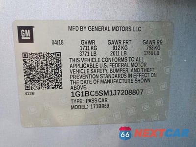 Zdjęcie 13 z 13 samochodu: 2018 CHEVROLET CRUZE LS VIN:1G1BC5SM1J7208807 - miniatura