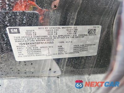 Zdjęcie 13 z 13 samochodu: 2015 CHEVROLET SUBURBAN K1500 LTZ VIN:1GNSKKKC8FR147653 - miniatura
