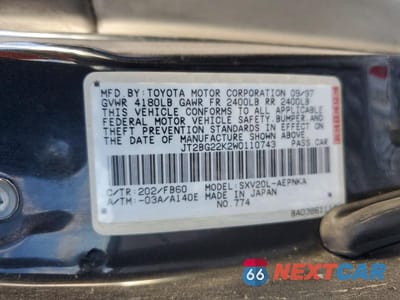 Zdjęcie 12 z 12 samochodu: 1998 TOYOTA CAMRY LE VIN:JT2BG22K2W0110743 - miniatura