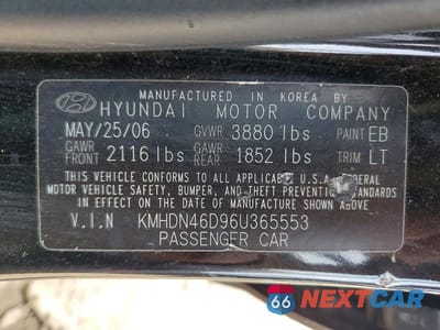 Zdjęcie 12 z 12 samochodu: 2006 HYUNDAI ELANTRA GLS VIN:KMHDN46D96U365553 - miniatura