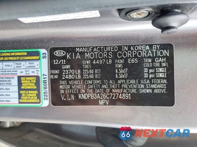 Zdjęcie 12 z 12 samochodu: 2012 KIA SPORTAGE LX VIN:KNDPB3A26C7274891 - miniatura