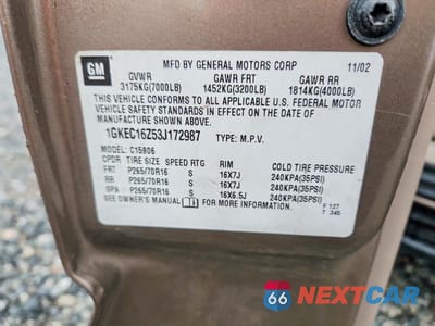 Zdjęcie 13 z 13 samochodu: 2003 GMC YUKON XL C1500 VIN:1GKEC16Z53J172987 - miniatura